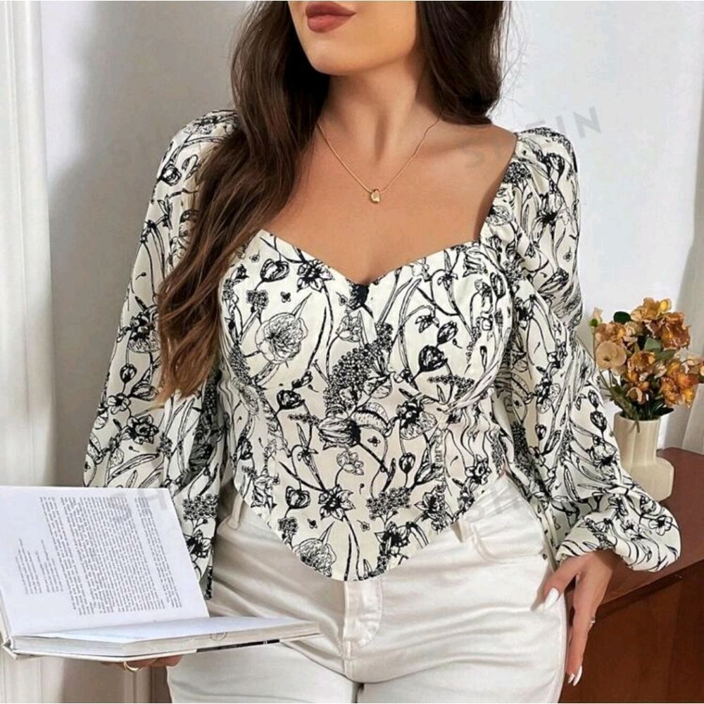 SHEIN Prive Plus Crop Blouse